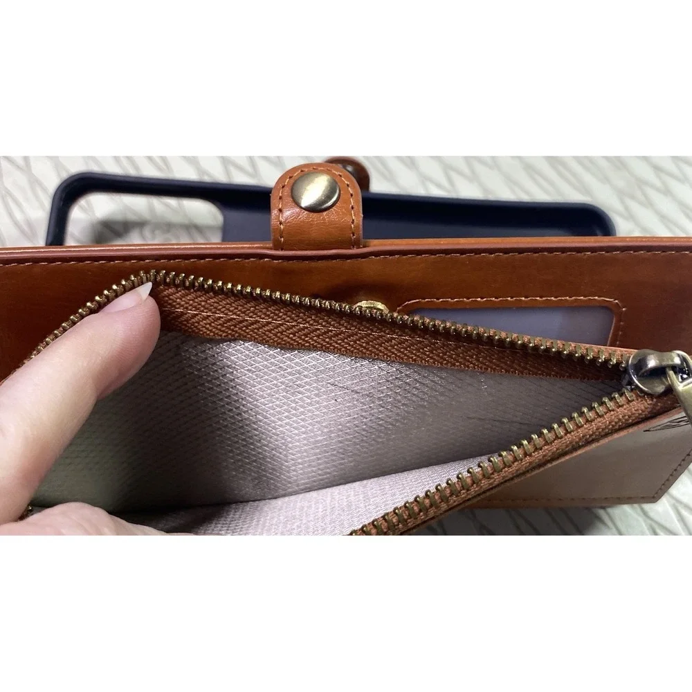 Xcase Bar Brown Leather Phone Case/Wallet/Stand For iPhone 13 Pro Max 6.75x3.25